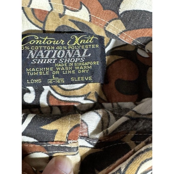 Vtg Contour Knit National Shirt Shops Brown and Black Paisley Shirt Women's L - Picture 9 of 16